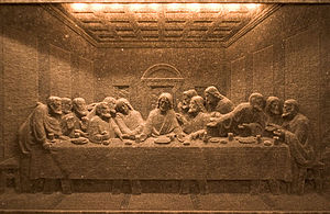The Last Supper made in salt in Wieliczka Salt Mine (Poland) [Wieliczka-daVinci]